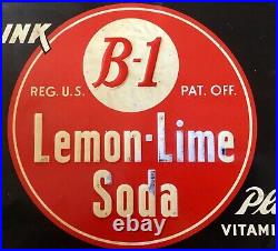 VTG. Orig. DRINK B-1 LEMON-LIME SODA PLUS VITAMIN B-1 Embossed Tin Litho Sign