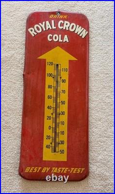 VTG Royal Crown Cola RC Thermometer Sign Best By Taste Test Red Yellow Arrow