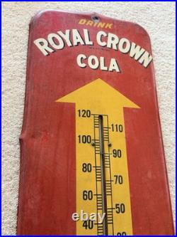VTG Royal Crown Cola RC Thermometer Sign Best By Taste Test Red Yellow Arrow