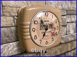 VTG TELECHRON BROWNIE CHOCOLATE DRINK OLD 50's DINER ADVERTISING WALL CLOCK SIGN