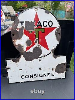 VTG Texaco Consignee Porcelain Sign Truck Pump Plate Gas Oil Service Station