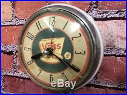 VTG WESTCLOX VESS-WHISTLE COLA OLD 50s SODA-DINER-CHROME KITCHEN WALL CLOCK SIGN