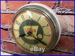 VTG WESTCLOX VESS-WHISTLE COLA OLD 50s SODA-DINER-CHROME KITCHEN WALL CLOCK SIGN