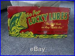 Very Large Original Lucky Lures Paw Paw Bait Co, Michigan, Fishing, Hunting, Fish