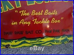 Very Large Original Lucky Lures Paw Paw Bait Co, Michigan, Fishing, Hunting, Fish