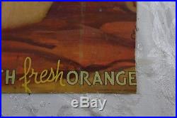 Very Rare Vintage 1930's Orange Crush Soda Advertising Lithograph Poster