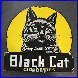 Vintage 12? Black Cat Cigarettes Porcelain Sign