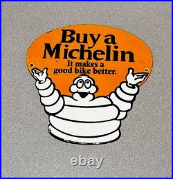Vintage 12 Michelin Tire Man Porcelain Sign Car Gas Oil Truck Motorcycle