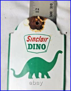 Vintage 12 Sinclair Dinosaur Porcelain Thermometer Sign Car Gas Oil Truck
