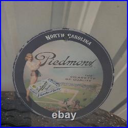 Vintage 1909 Piedmont Cigarette Porcelain Gas Oil 4.5 Sign