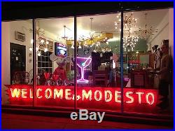 Vintage 1920's 1930's Original Welcome To Modesto Neon Sign Rare California