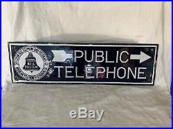 Vintage 1920's Double Sided Porcelain Sign Public Telephone Bell System AT&T