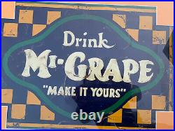 Vintage 1920's MI-Grape Soda Pop Embossed Tin Advertising Sign