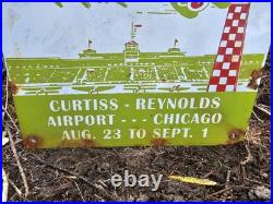 Vintage 1930 Air Races Porcelain Sign Old USA Curtiss Reynolds Airfield Airplane Vintage 1930 Air Races Porcelain Sign Old USA Curtiss Reynolds Airfield Airplane