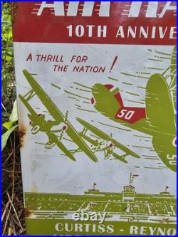Vintage 1930 Air Races Porcelain Sign Old USA Curtiss Reynolds Airfield Airplane Vintage 1930 Air Races Porcelain Sign Old USA Curtiss Reynolds Airfield Airplane