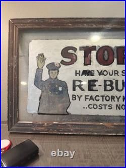 Vintage 1930's Glass Sign Shoe Repair