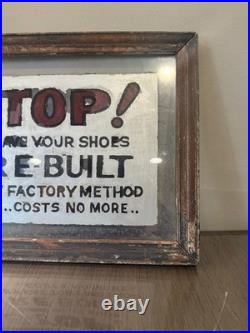 Vintage 1930's Glass Sign Shoe Repair