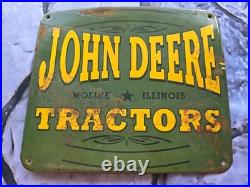 Vintage 1930's John Deere Tractors Porcelain Sign Farm Equipment 11×12