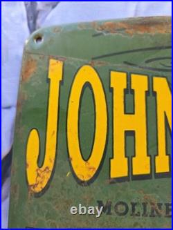 Vintage 1930's John Deere Tractors Porcelain Sign Farm Equipment 11×12