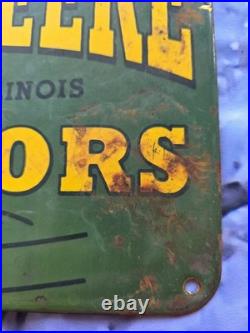 Vintage 1930's John Deere Tractors Porcelain Sign Farm Equipment 11×12