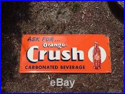 Vintage 1930's Orange Crush Soda Embossed Metal Sign B-769 Rare Advertising NICE