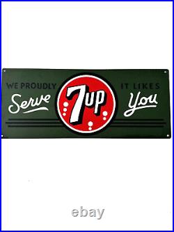 Vintage 1930's Porcelain Metal 7up Sign