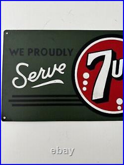 Vintage 1930's Porcelain Metal 7up Sign