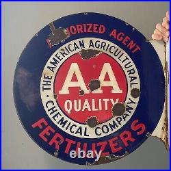 Vintage 1930's Porcelain Round Flange Sign Aa Quality Double Sided
