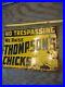 Vintage-1930-s-Tin-Tacker-no-trespassing-chicken-chick-sign-01-ni