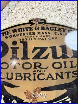 Vintage 1930s Original Oilzum Motor Oil Sign very Heavy Steel 24X24