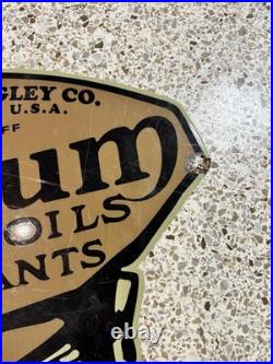 Vintage 1930s Original Oilzum Motor Oil Sign very Heavy Steel 24X24