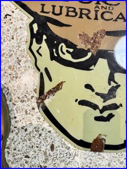 Vintage 1930s Original Oilzum Motor Oil Sign very Heavy Steel 24X24