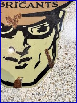 Vintage 1930s Original Oilzum Motor Oil Sign very Heavy Steel 24X24