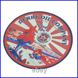 Vintage 1931 Derby Oil Company Porcelain Enamel Gas & Oil Garage Man Cave Sign