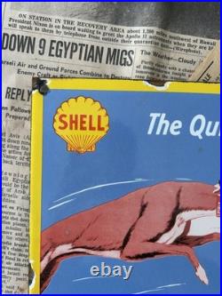 Vintage 1932 Shell Oil & Shell Petrol 8x12 Inches Porcelain Enamel Sign