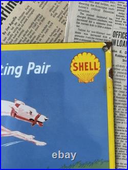 Vintage 1932 Shell Oil & Shell Petrol 8x12 Inches Porcelain Enamel Sign