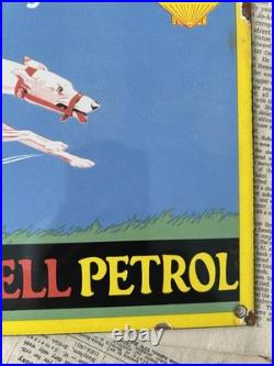 Vintage 1932 Shell Oil & Shell Petrol 8x12 Inches Porcelain Enamel Sign
