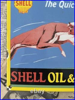 Vintage 1932 Shell Oil & Shell Petrol 8x12 Inches Porcelain Enamel Sign