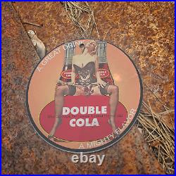 Vintage 1933 Double Cola A Great Drink Porcelain Gas Oil 4.5 Sign