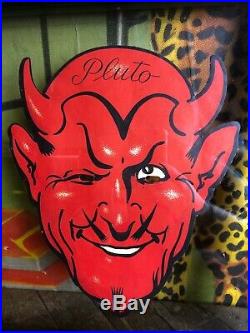 Vintage 1933 Pluto Water Advertising Mask Sign Devil Freakshow Indiana