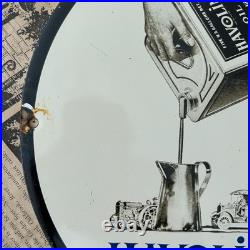 Vintage 1934 Havoline Oil Refining Company 12 Inch Porcelain Enamel Sign