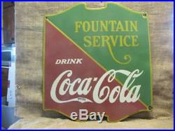 Vintage 1934 Porcelain Coca-Cola Fountain Sign Antique Coke Soda RARE 9871