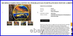 Vintage 1934 Richfield Antique Car 11 3/4 Porcelain Metal Gasoline & Oil Sign