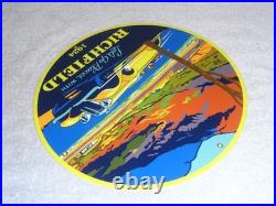 Vintage 1934 Richfield Antique Car 11 3/4 Porcelain Metal Gasoline & Oil Sign