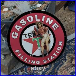 Vintage 1936 Texaco Gasoline Filling Station Porcelain Gas & Oil Pump Sign