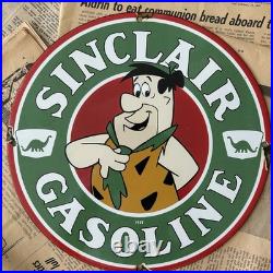 Vintage 1938 Sinclair Gasoline Flintstones 12 Inch Porcelain Enamel Sign