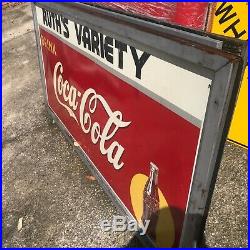 Vintage 1939 Coca-Cola PM Framed Soda Pop Advertisement Sign 72 x 36
