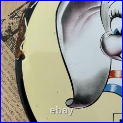 Vintage 1940 DX Lubricating Motor Fuel Dumbo 12 Inch Porcelain Enamel Sign