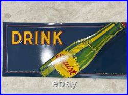 Vintage 1940's DRINK SQUIRT Soda Tin Sign Rare NOS Original Embossed With Bott Vintage 1940's DRINK SQUIRT Soda Tin Sign Rare NOS Original Embossed With Bott