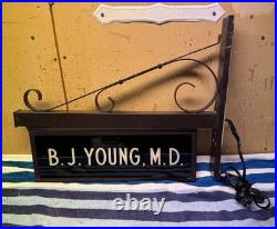 Vintage 1940's Doubled-Sided Glass Lighted Doctor Sign